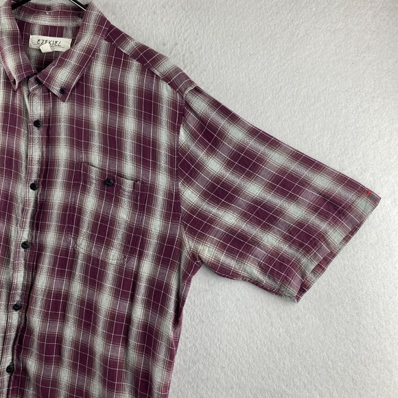 Ezekiel Button-Up Shirt Mens XL Multicolor Plaid Short Sleeve Button Collar - Picture 8 of 16